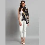 Women Black Abstract Print Neck Wrap scarves - Image 6