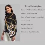 Women Black Abstract Print Neck Wrap scarves - Image 8
