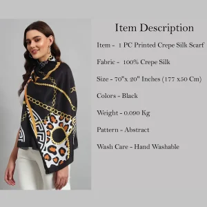 Women Black Abstract Print Neck Wrap scarves - Image 8