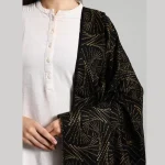Women Casual Black Abstract Wool Shawl - Image 6