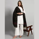 Women Casual Black Abstract Wool Shawl