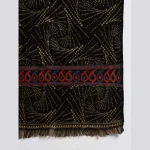 Women Casual Black Abstract Wool Shawl - Image 7