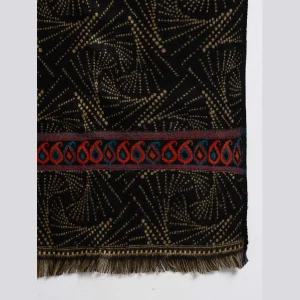Women Casual Black Abstract Wool Shawl - Image 7