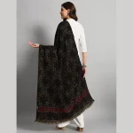Women Casual Black Abstract Wool Shawl - Image 8