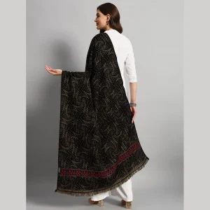 Women Casual Black Abstract Wool Shawl - Image 8