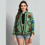 Women Green Suzani Embroidery Jacket Gift For Girls