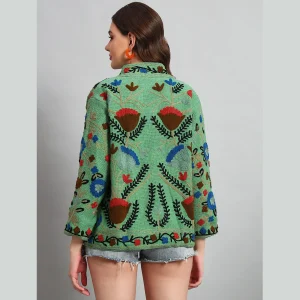 Women Green Suzani Embroidery Jacket Gift For Girls - Image 10