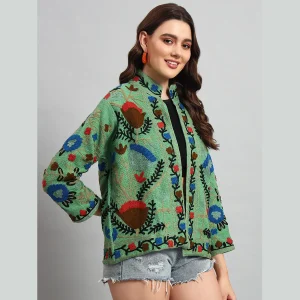 Women Green Suzani Embroidery Jacket Gift For Girls - Image 5