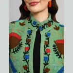 Women Green Suzani Embroidery Jacket Gift For Girls - Image 7