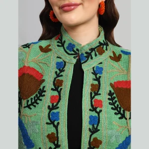 Women Green Suzani Embroidery Jacket Gift For Girls - Image 7