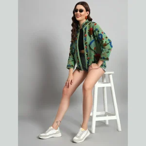 Women Green Suzani Embroidery Jacket Gift For Girls - Image 3