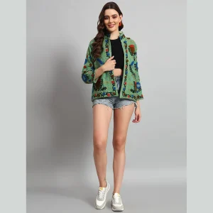 Women Green Suzani Embroidery Jacket Gift For Girls - Image 6