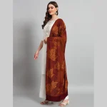 Women Maroon Soft Wool Leaf Stole - Image 4