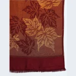 Women Maroon Soft Wool Leaf Stole - Image 6