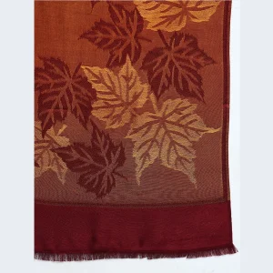 Women Maroon Soft Wool Leaf Stole - Image 6