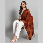 Women Maroon Soft Wool Leaf Stole