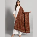 Women Oversized Brown Paisley Wool Shawl - Image 2