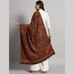 Women Oversized Brown Paisley Wool Shawl - Image 6