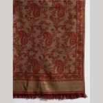 Women Oversized Brown Paisley Wool Shawl - Image 7