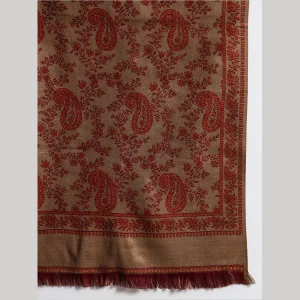 Women Oversized Brown Paisley Wool Shawl - Image 7