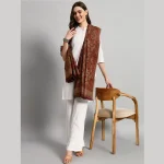 Women Oversized Brown Paisley Wool Shawl