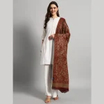 Women Oversized Brown Paisley Wool Shawl - Image 4