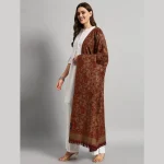 Women Oversized Brown Paisley Wool Shawl - Image 5