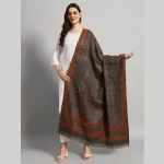 Women Oversized Cashmere Grey Floral Shawl - Image 2