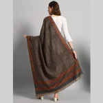 Women Oversized Cashmere Grey Floral Shawl - Image 8