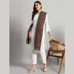 Women Oversized Cashmere Grey Floral Shawl
