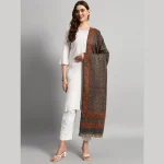 Women Oversized Cashmere Grey Floral Shawl - Image 4