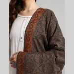 Women Oversized Cashmere Grey Floral Shawl - Image 6