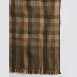 Women Oversized Wrap Green & Brown Wool Shawl - Image 7