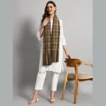 Women Oversized Wrap Green & Brown Wool Shawl