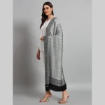 Women Party Wear Black & Grey Paisley Stole - Image 4