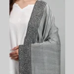 Women Party Wear Black & Grey Paisley Stole - Image 5