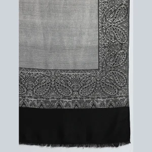 Women Party Wear Black & Grey Paisley Stole - Image 6