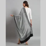 Women Party Wear Black & Grey Paisley Stole - Image 7