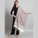 Women Purple Paisley Soft Wool Stole 80"x30" - Image 2