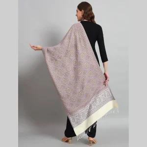 Women Purple Paisley Soft Wool Stole 80"x30" - Image 7