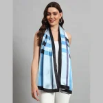 Women Rectangle Casual Scarf Turquoise Striped