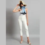 Women Rectangle Casual Scarf Turquoise Striped - Image 5