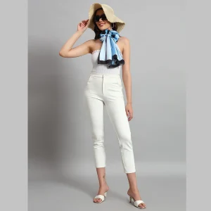 Women Rectangle Casual Scarf Turquoise Striped - Image 5