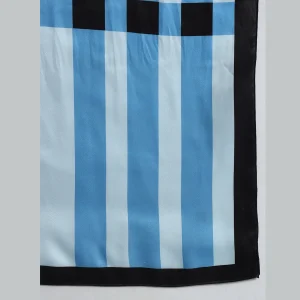 Women Rectangle Casual Scarf Turquoise Striped - Image 7