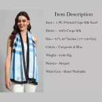 Women Rectangle Casual Scarf Turquoise Striped - Image 8