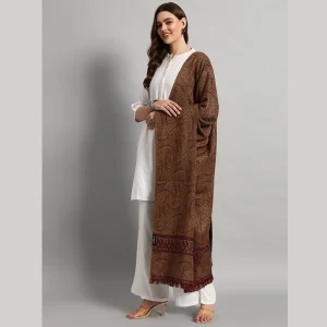 Women Travel Wrap Large Shawl Brown Abstract - Image 5