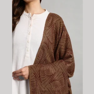 Women Travel Wrap Large Shawl Brown Abstract - Image 6