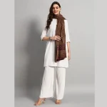 Women Travel Wrap Large Shawl Brown Abstract - Image 3