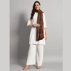 Women Travel Wrap Large Shawl Brown Abstract - Image 3