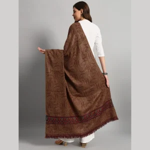 Women Travel Wrap Large Shawl Brown Abstract - Image 8